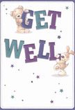 Radiating playful optimism and neighbourhood warmth, this get well card features two charming companions-a sweet teddy bear and an exuberant pup-caught in joyful animation as they lift and hold the bold letters spelling 'Get Well'. The card's indigo and teal tones stand out strikingly against a creamy, pristine background, conjuring the fresh vibrancy of springtime window displays along Barnsbury's residential streets. Scattered throughout the composition are sparkling stars in varied shades of blue and purple, their twinkle reminiscent of dew on the morning grass at Thornhill Square Gardens. The artists' attention to the softness of the bear's fur and the pup's floppy ears creates a scene so tactile you can almost feel the comfort of a gentle embrace, echoing the tender touch found in every arrangement crafted for same-day delivery by local Barnsbury florists. This design does more than convey a wish-it provides a genuine emotional salve, wrapping the recipient in waves of hope and reassurance. Like a bouquet carefully curated during a stroll past the historic townhouses of Islington, this card celebrates the healing power of kindness, infusing each detail with sincerity and sprinkled joy.